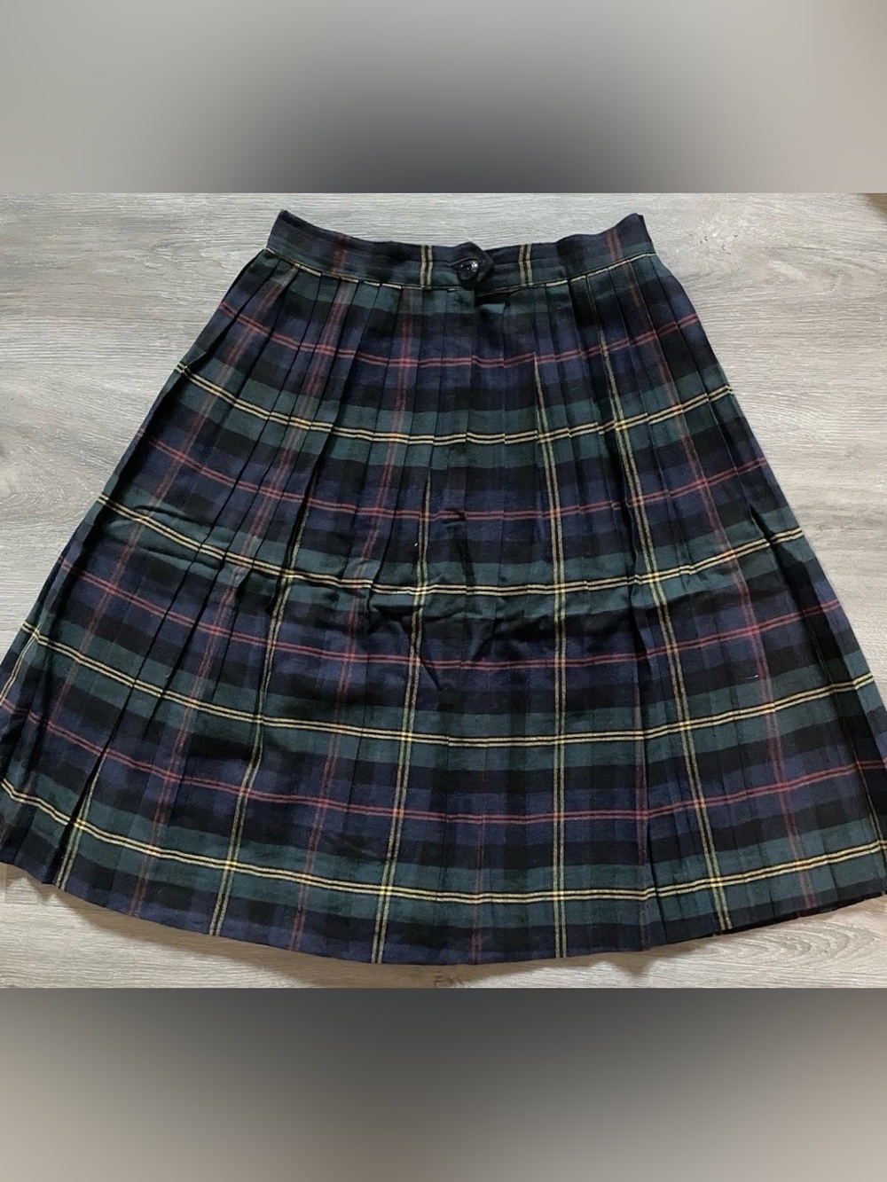 Rare Glen of Michigan Pleated Plaid Skirt Blue Green Red Bill Atkinson Era Vtg - Picture 3 of 10